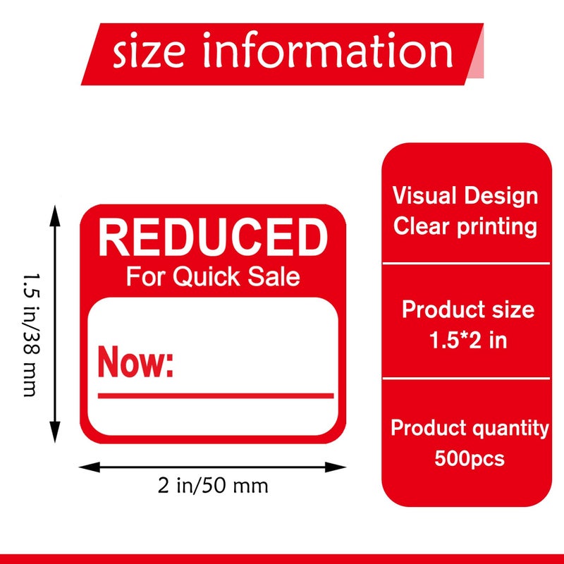 Well Tile Reduced Stickers Price Pricing Retail Labels 1.8" X 2" Grocery Store Food Labels 500 pcs - Image 2